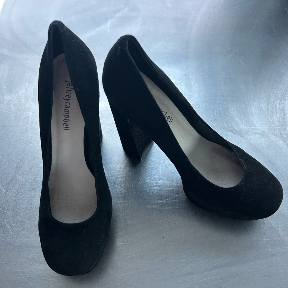 Jeffrey Campbell Black Suede Platform Pumps 7.5